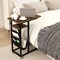 C-shaped End Table with Charging Station and Retractable Tabletop-Rustic Brown